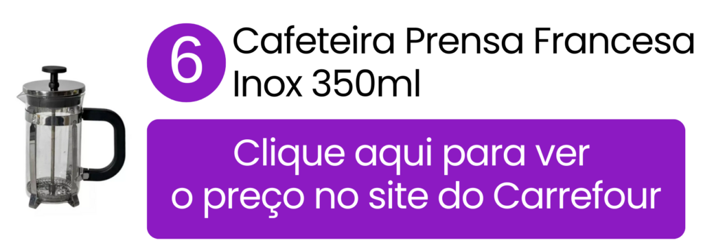 Cafeteira prensa francesa em inox de 350ml com alta durabilidade no Carrefour.