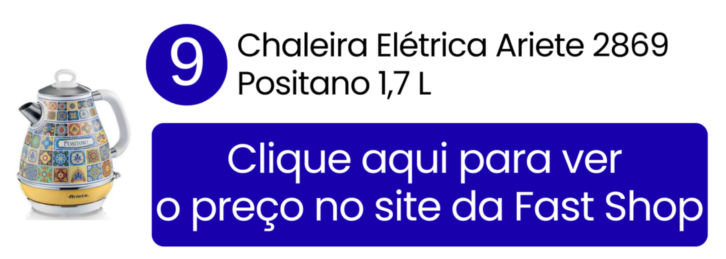 Chaleira elétrica Ariete Positano com design inspirado no estilo italiano na Fast Shop.