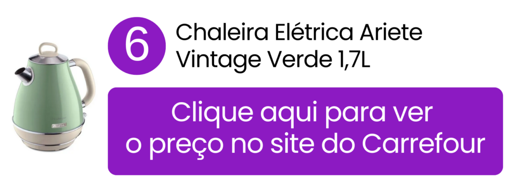 Chaleira elétrica Ariete Vintage verde com base funcional de 360 graus no Carrefour.