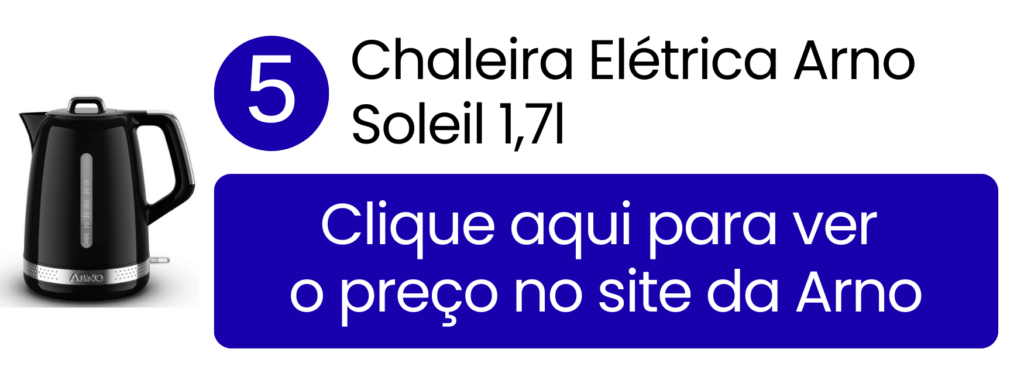 Chaleira elétrica Arno Soleil com tecnologia de aquecimento rápido e design exclusivo.