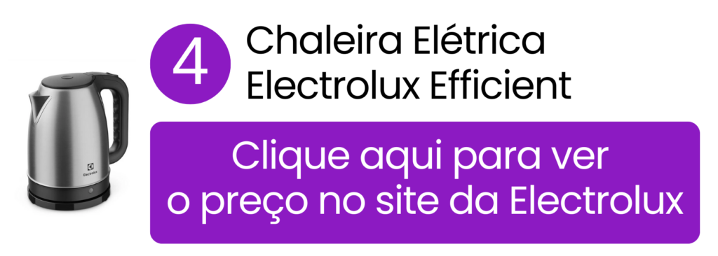 Chaleira elétrica Electrolux Efficient focada em praticidade e eficiência diária.