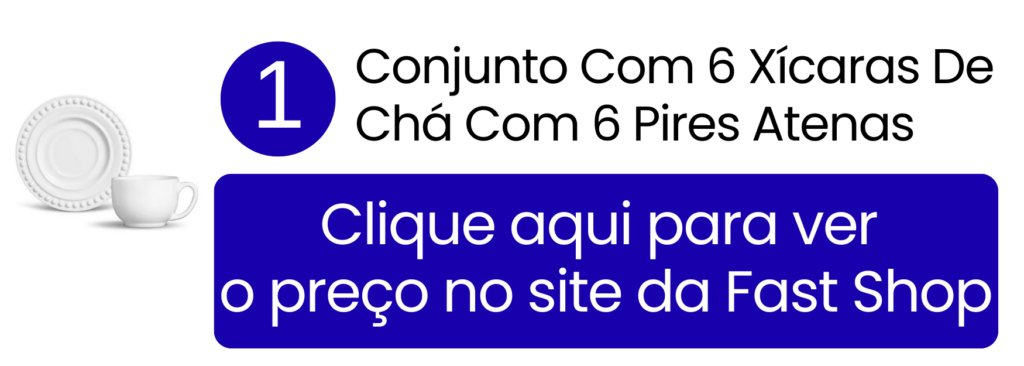 Conjunto de xícaras Atenas em design clássico branco para servir chá na Fast Shop.