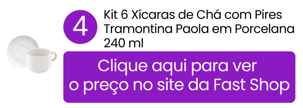 Kit xícaras Tramontina Paola 240ml ideal para cappuccino e café com leite na Fast Shop.