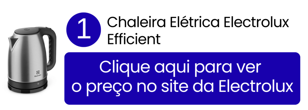 Oferta oficial da chaleira elétrica Electrolux Efficient 1,8L.