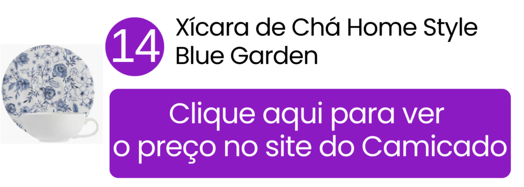 Xícara Blue Garden com estampa floral clássica para compor o cantinho do chá na Camicado.