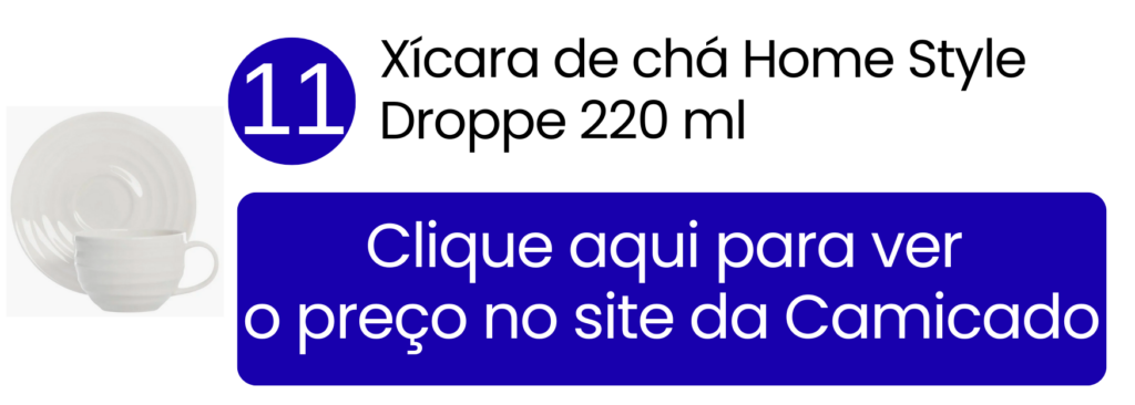 Xícara Droppe com capacidade de 220ml ideal para quem prefere porções maiores na Camicado.