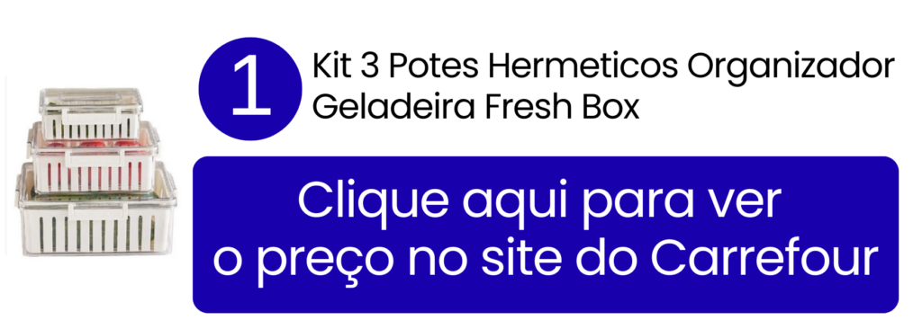 Cesta escorredora removível do kit Fresh Box evitando o contato dos legumes lavados com a água.