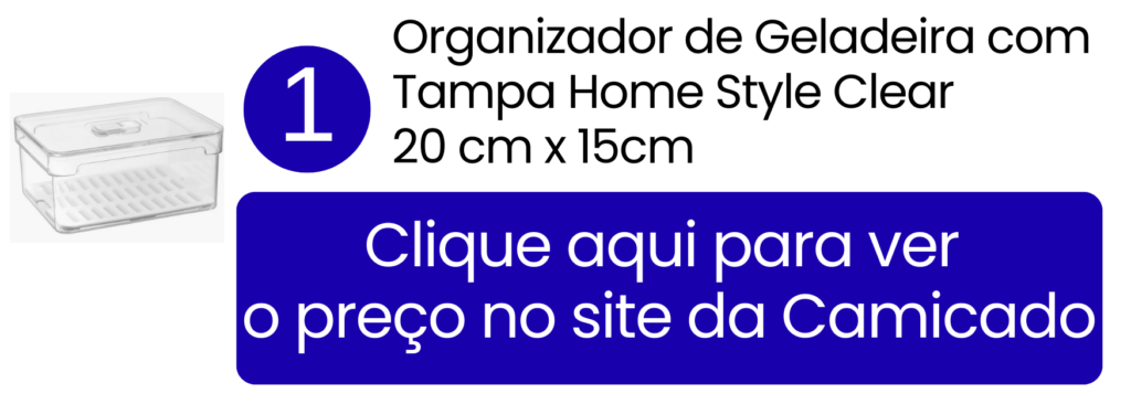 Formato compacto e tampa protetora do organizador Home Style Clear otimizando o espaço da prateleira.