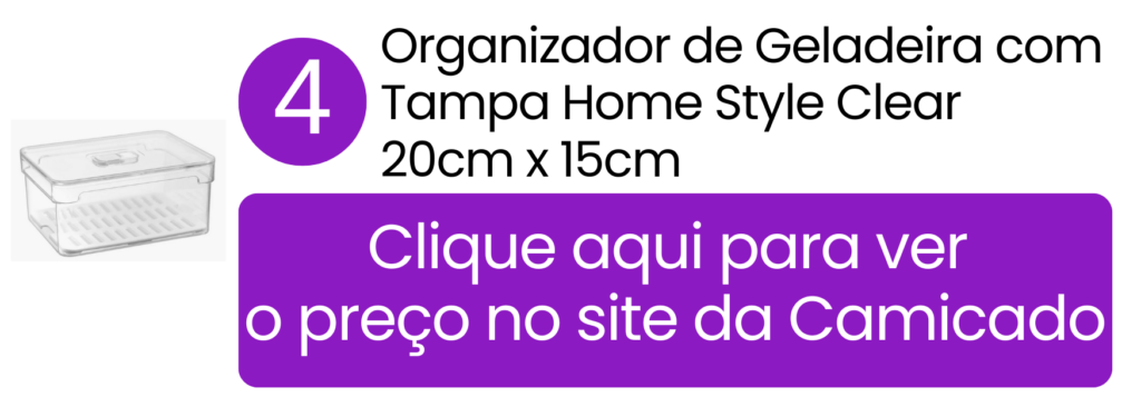 Formato compacto e tampa protetora do organizador Home Style Clear otimizando o espaço da prateleira.