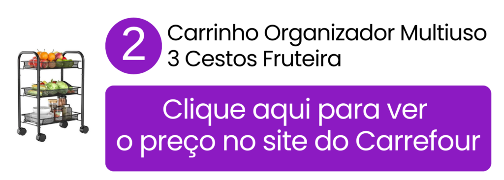 Aproveitamento inteligente de áreas estreitas ao lado de armários usando o carrinho vertical de três níveis no Carrefour.