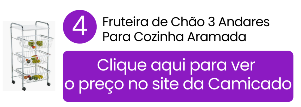 Acomodação arejada que protege frutas sensíveis e integra um suporte prático para galão de água na Camicado.