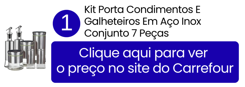 Transporte prático da bancada para a mesa reunindo azeite, vinagre e sal em um só suporte no Carrefour.