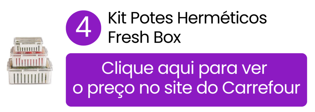 Organização semanal e controle visual rápido de abobrinha e couve-flor higienizadas com o kit transparente no Carrefour.