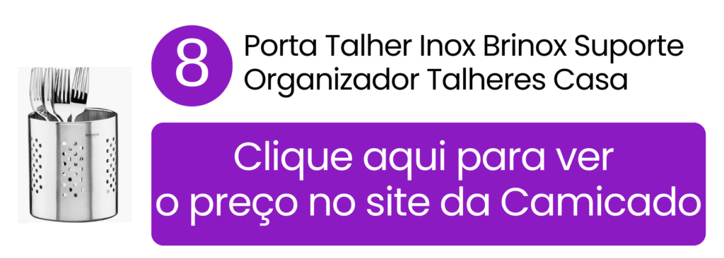 Superfície em inox resistente a respingos para organizar utensílios de uso frequente perto da pia na Camicado.