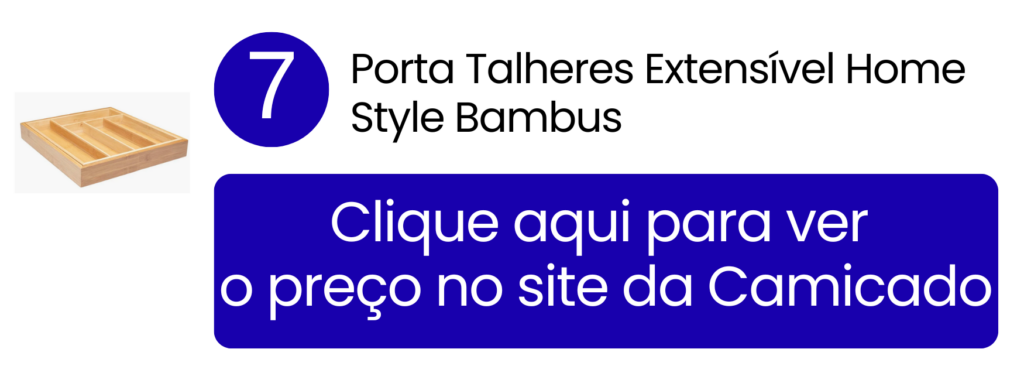 Adaptação inteligente que expande para ocupar espaços maiores na gaveta e receber novos utensílios do faqueiro na Camicado.