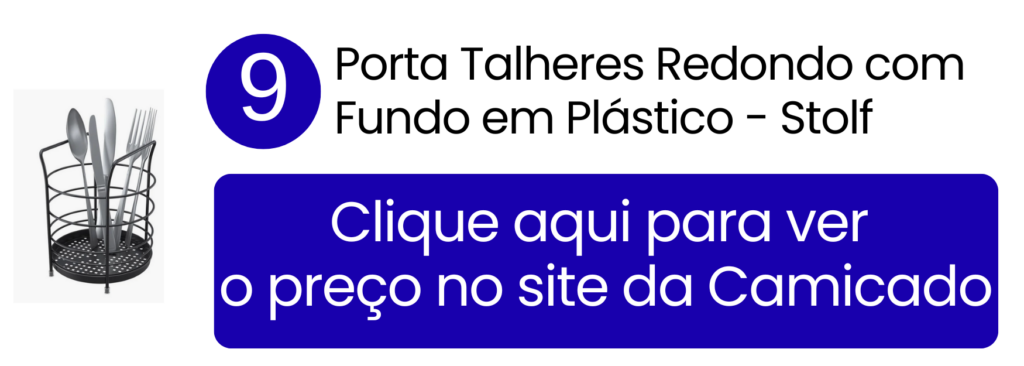 Base compacta e fundo de plástico que não risca a mesa para servir talheres em almoços informais na Camicado.