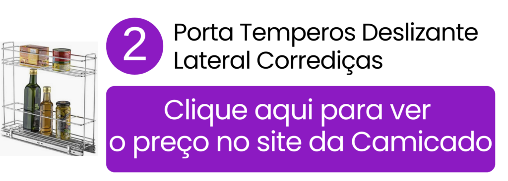 Aproveitamento de áreas esquecidas e profundidade do armário para guardar vidros de azeite e molhos na Camicado.