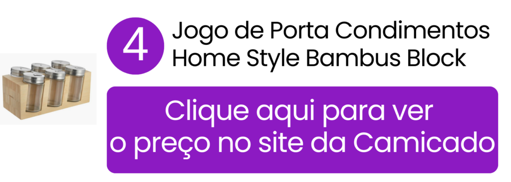 Substituição de embalagens abertas por potes padronizados e suporte de bambu compacto dentro do armário na Camicado.