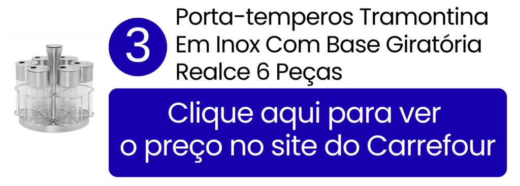 Concentração de temperos básicos e economia de espaço em cozinhas pequenas com o suporte de inox no Carrefour.