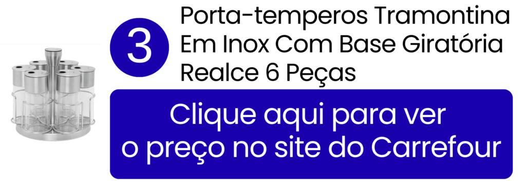 Facilidade para alcançar pimentas e ervas secas girando o suporte de inox durante o jantar no Carrefour.