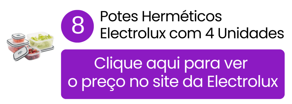 Organização pontual de marmitas sem ocupar muito espaço usando o kit de 4 peças na loja oficial da Electrolux.