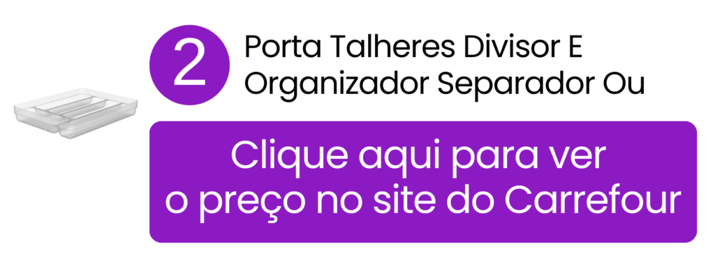 Organizador de talheres de gaveta em polipropileno com cinco divisórias da Ou no Carrefour.