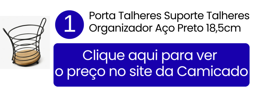 Suporte organizador vertical em aço preto com base de madeira para mesa posta na Camicado.