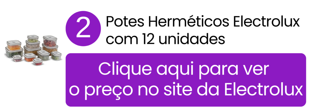 Oferta do conjunto de potes herméticos Electrolux com 12 unidades na loja oficial da Electrolux.
