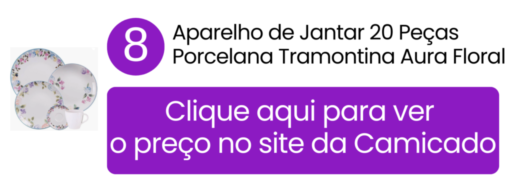 Delicadeza da estampa romântica no conjunto de porcelana Tramontina Aura Floral.