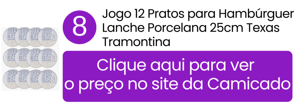 Estampa descontraída dos pratos Tramontina Texas ideais para servir lanches e hambúrgueres.