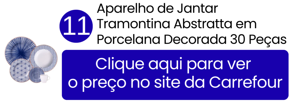 Traços contemporâneos decorando os pratos do aparelho de porcelana Tramontina Abstratta no Carrefour.