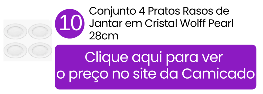 Transparência e sofisticação das bordas de pérola nos pratos de cristal Wolff Pearl.