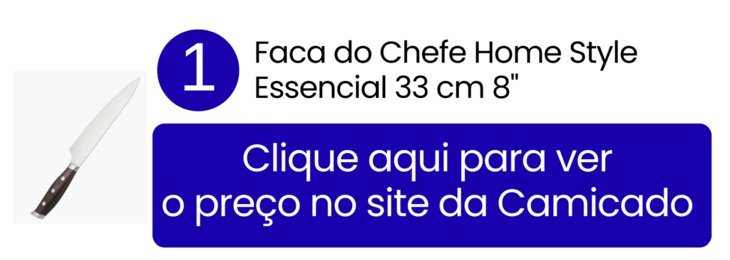 Imagem de destaque da versátil faca do chefe Home Style Essencial de 8 polegadas, excelente para o uso diário.