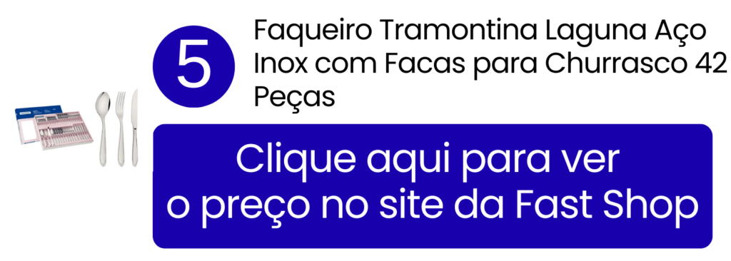 Imagem de destaque do versátil faqueiro Tramontina Laguna em aço inox com 42 peças e facas para churrasco.