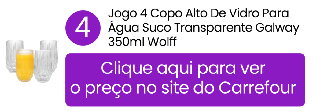 Compre o elegante jogo de 4 copos Galway da Wolff acessando o site do Carrefour.