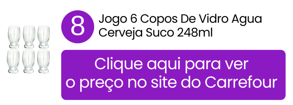 Compre o jogo compacto de 6 copos de vidro ideal para pequenas porções pelo site do Carrefour.