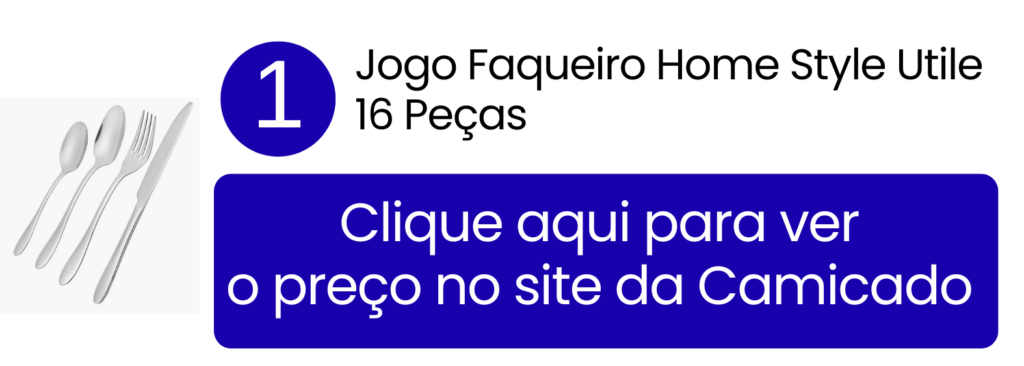 Garanta o seu jogo de faqueiro Home Style Utile de 16 peças acessando a loja online da Camicado.