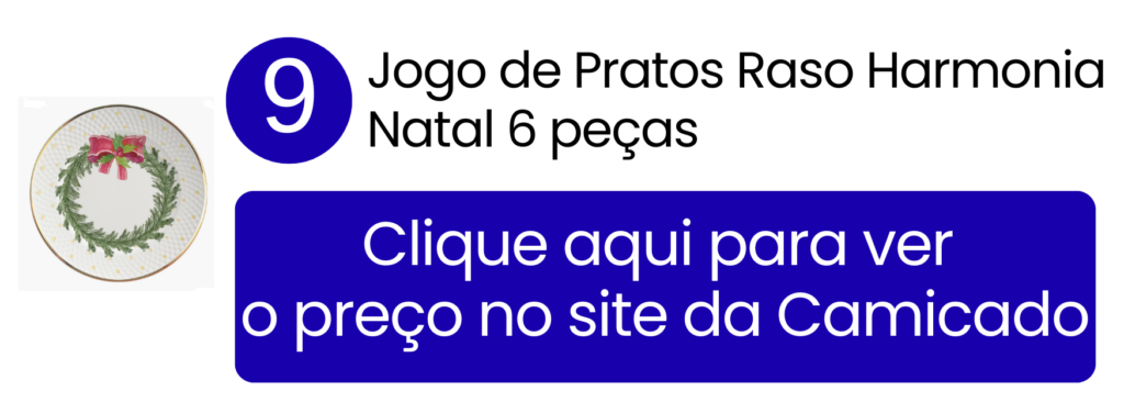 Elegância do filete dourado nos pratos temáticos Harmonia Natal montados para a ceia.