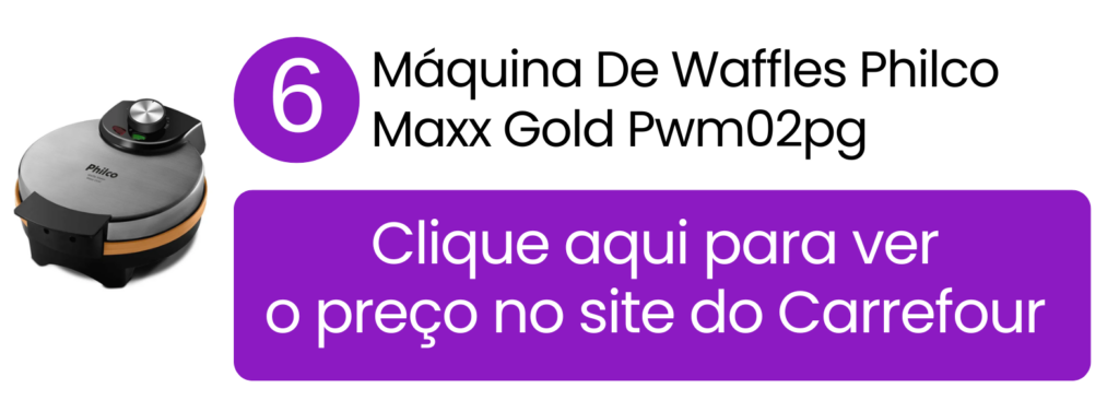 Tenha controle total do ponto da sua receita comprando a máquina de waffle Philco Maxx Gold no Carrefour.