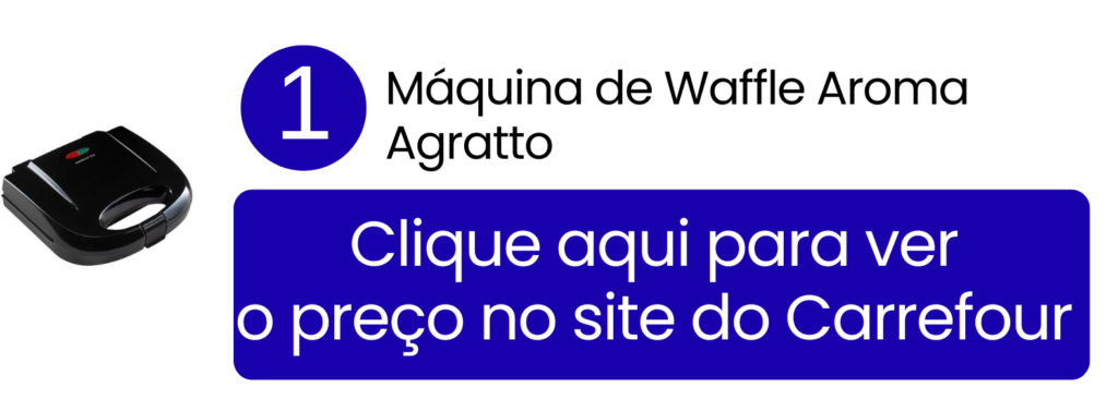 Imagem de destaque da máquina de waffle Aroma Agratto na cor preta focada em praticidade disponível no Carrefour.