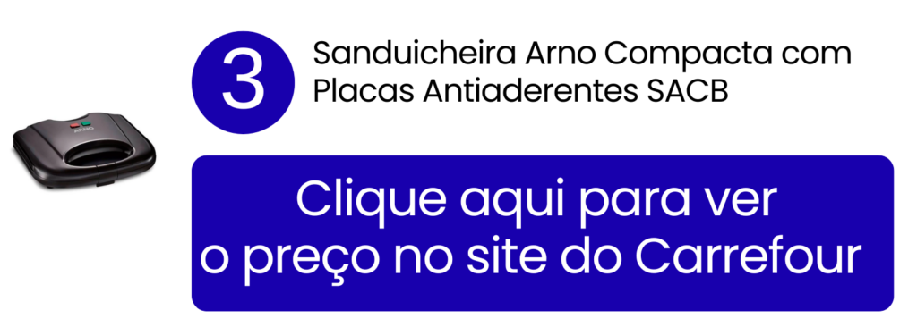 Equipe sua cozinha com a sanduicheira Arno compacta preta disponível no Carrefour.