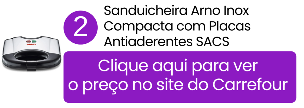 Imagem de destaque da sanduicheira Arno Inox SACS ideal para cozinhas pequenas disponivel no Carrefour.