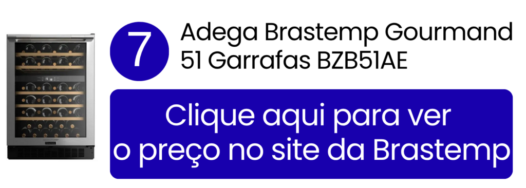 Adega de vinhos Brastemp Gourmand Dual Zone com capacidade para 51 garrafas exibida na loja oficial.