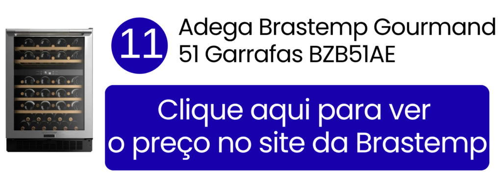 Adega de vinhos Brastemp Gourmand Dual Zone com capacidade para 51 garrafas em exibição na loja oficial.