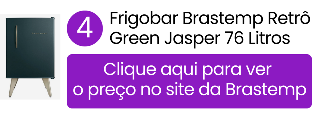Frigobar retrô Brastemp 76L tom Green Jasper à venda diretamente na página da fabricante.