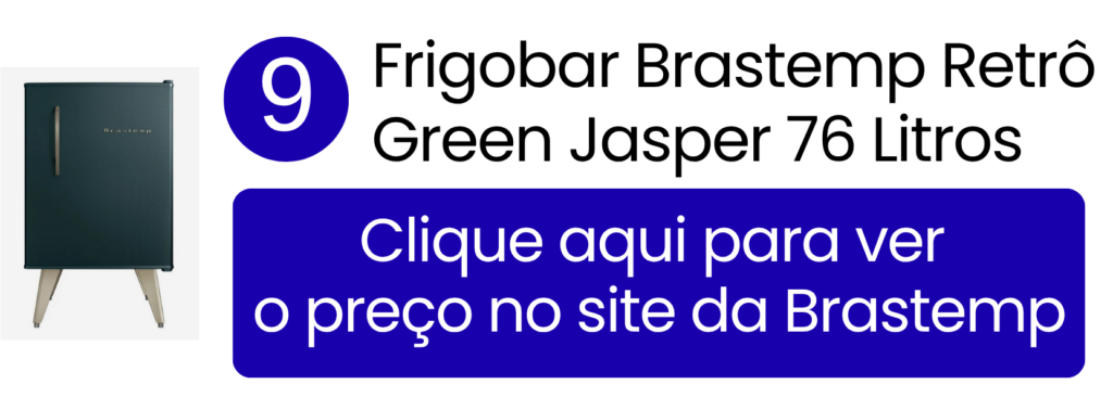 Frigobar Brastemp Retrô 76 litros na cor Green Jasper disponível diretamente na loja autorizada da marca.